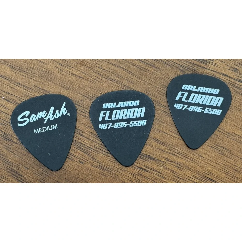 Lot of 3 Sam Ash Music Orlando Florida Medium Guitar Picks Black‎